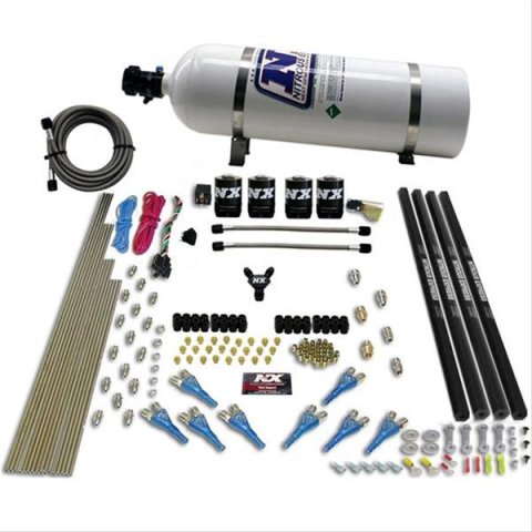 Nitrous Express Pro-Shk/Gas 4 Solenoids Nitrous Kit (200-600HP) w/Rails and 15lb Bottle