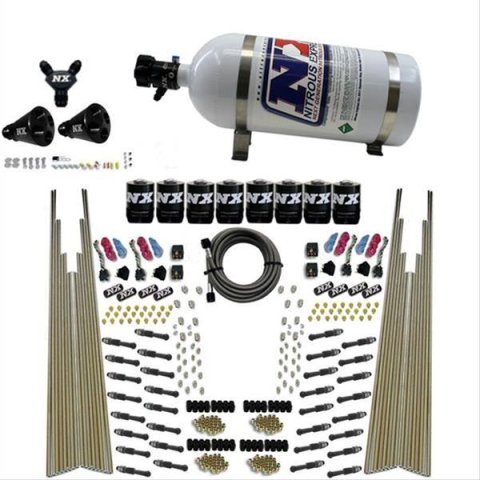 Nitrous Express 8 Cyl Dry Direct Port Four Stage 8 Solenoids Nitrous Kit (200-600HP) w/10lb Bottle