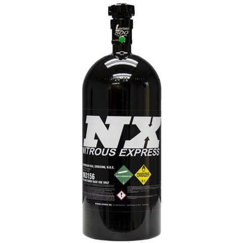 Nitrous Express 10lb Bottle w/Lightning 500 Valve 6AN Nipple (6.89 x 20.19) - Black