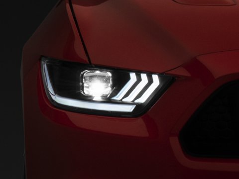 Raxiom 15-17 Ford Mustang GT350 GT500 LED Projector Headlights- Black Housing (Clear Lens)