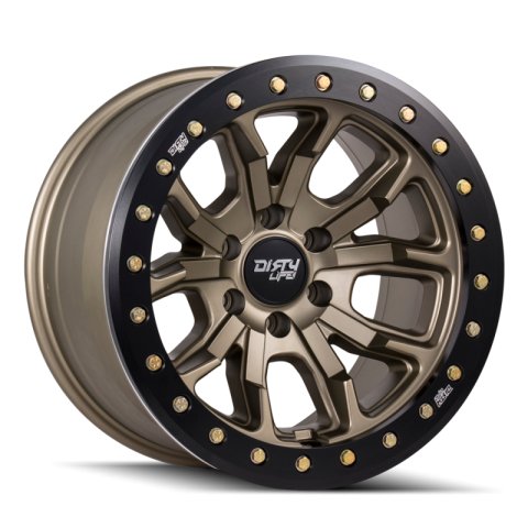 Dirty Life 9303 DT-1 17x9 / 6x139.7 BP / -12mm Offset / 106mm Hub Satin Gold Wheel - Beadlock