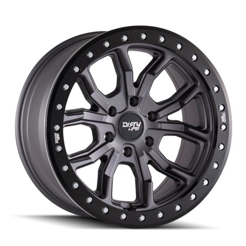 Dirty Life 9303 DT-1 17x9/6x139.7 BP/-12mm Offset/106mm Hub Matte Gunmetal Wheel - Beadlock