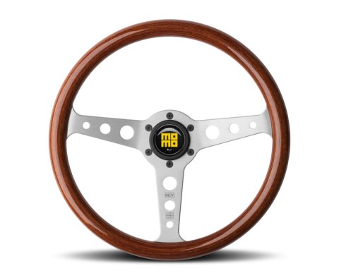 Momo Indy Steering Wheel 350 mm - Mahogany Wood/Brushed Spokes