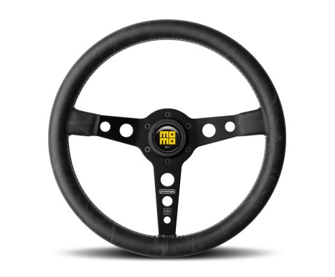 Momo Prototipo Heritage Steering Wheel 350 mm - Black Leather/White Stitch/Black Spokes