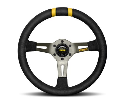 Momo MODDRIFT Steering Wheel 330 mm - Black Suede/Anthracite Spokes/2 Stripes