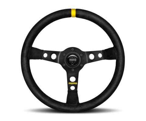Momo MOD08 Steering Wheel 350 mm - Black Leather/Black Spokes/1 Stripe