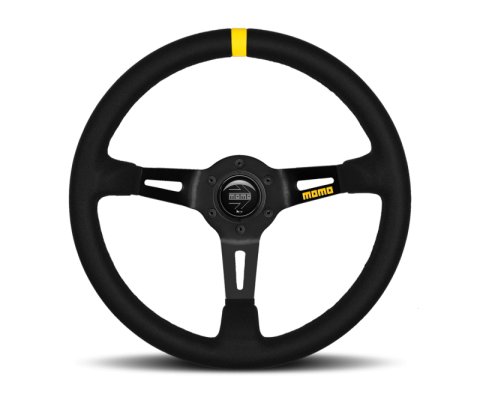 Momo MOD08 Steering Wheel 350 mm - Black Suede/Black Spokes/1 Stripe