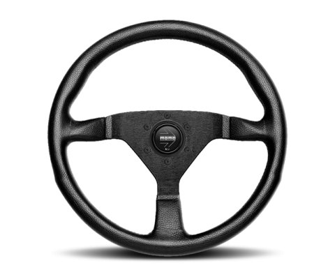 Momo Montecarlo Alcantara Steering Wheel 320 mm - Black/Black Stitch/Black Spokes