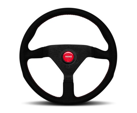 Momo Prototipo Steering Wheel 350 mm - Black Leather/Wht Stitch/Black Spokes