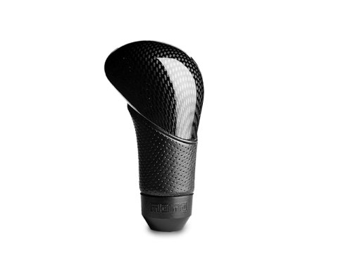 Momo Shadow Shift Knob - Black Airleather, Carbon Effect Insert