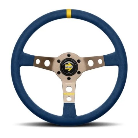 MOMO MOD.07 350 Diam 72 Dish Blue Microfiber Anthracite Anodized Spokes 1 Stripe