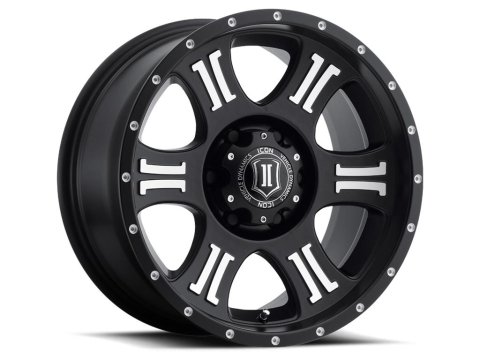 ICON Shield 20x9 5x150 16mm Offset 5.625in BS 110.1mm Bore Satin Black/Machined Wheel