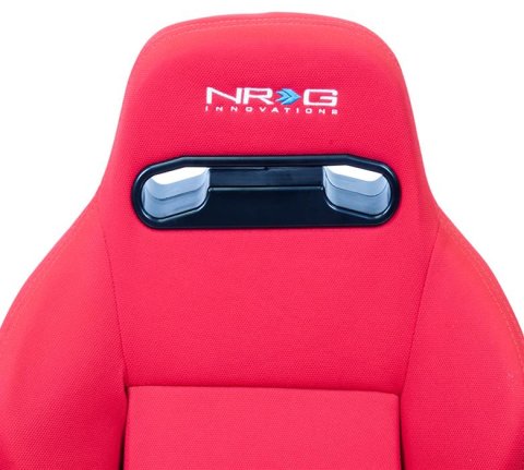 NRG Sport Seats (Pair) Type-R Cloth w/NRG Logo - Red w/Red Stitch