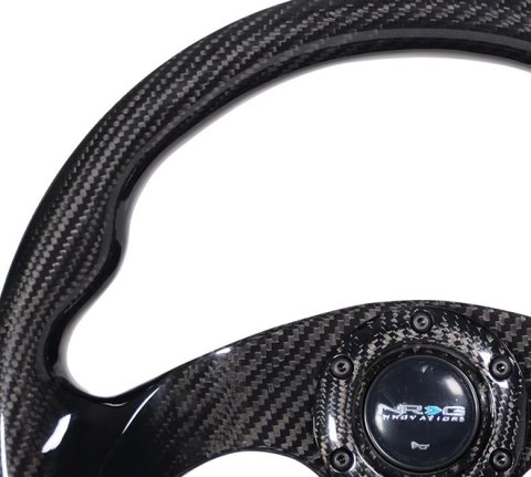 NRG Carbon Fiber Steering Wheel (320mm) Flat Bottom w/Shiny Black Carbon