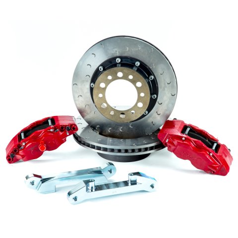 Alcon 2007+ Jeep JK w/ 6x5.5in Hub 357x32mm Rotor 4-Piston Red Calipers Front Brake Upgrade Kit