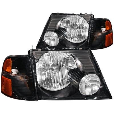 ANZO 2002-2005 Ford Explorer Crystal Headlights Black w/ Corner Lights 2pc
