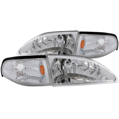 ANZO 1994-1998 Ford Mustang Crystal Headlights Chrome