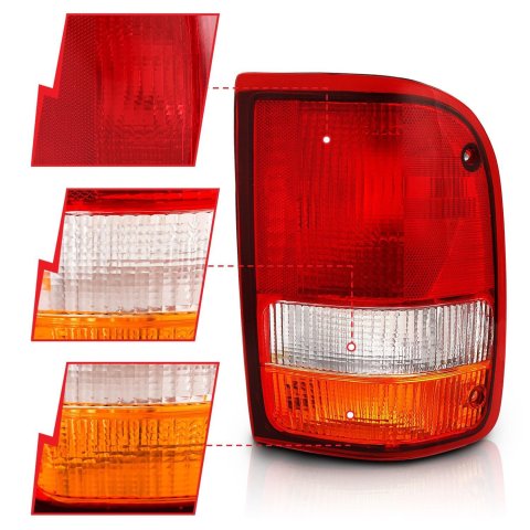 ANZO 1993-1997 Ford Ranger Tail Light Red/Clear (OE)