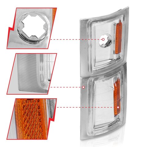 ANZO 1994-1998 Chevrolet Blazer Corner Lights Clear Lens w/ Amber Reflector