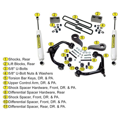 Superlift 11-19 Chevy Silv/GMC Sierra 2500 HD 3in Lift Kit w/ Superlift Rear Shocks