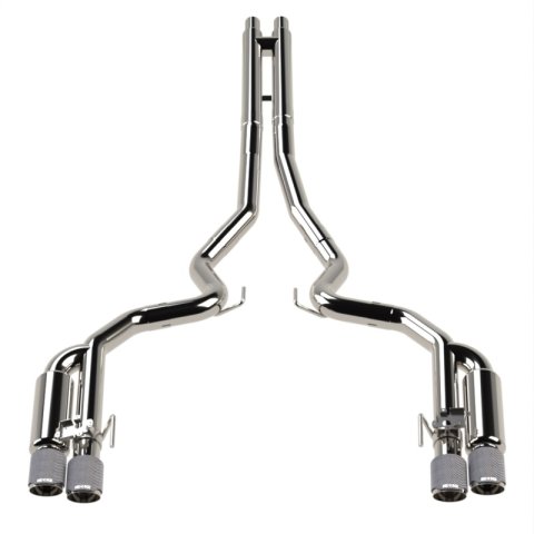 Kooks 18-24 Ford Mustang GT 5.0 3in. Valved Shotgun Cat-Back Exhaust - Carbon Tips