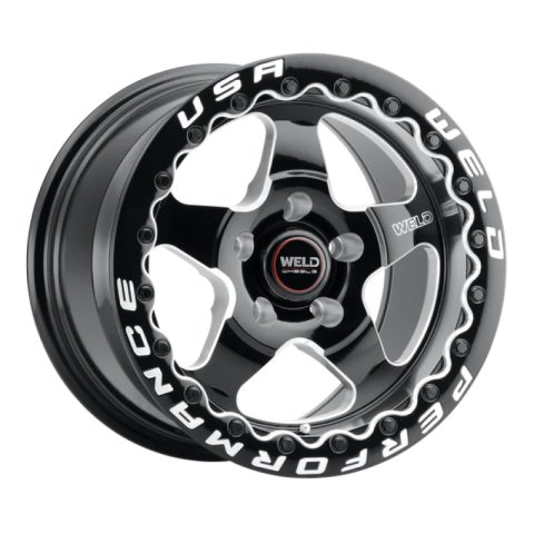 Weld S904 15x10 Ventura Beadlock 5x120 ET45 BS7.25 Gloss BLK MIL DIA 78.1