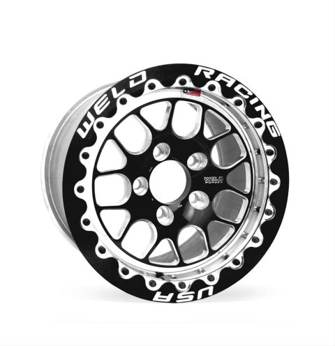 Weld S77 15x9.33 / 5x4.5 BP / 3.5in. BS Black Wheel (Low Pad) - Black Single Beadlock MT