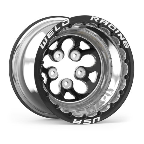 Weld Alpha-1 Pro 15x13 / 5x5 BP / 3in BS Black CTR Black MT Wheel - Black Double Beadlock MT