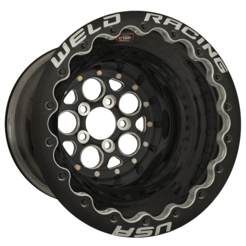 Weld Magnum Drag 2.0 15x9 / 5X4.5 BP / 5in BS Black Wheel CTR Polish - DBL MT