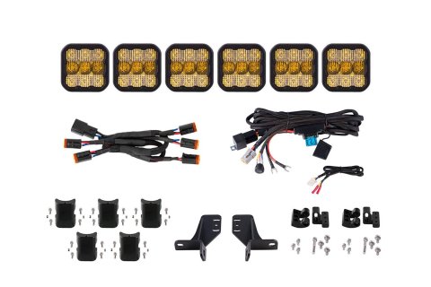 Diode Dynamics Bronco SS5 6-Pod CrossLink Grille Lightbar Kit Pro - Yellow Combo