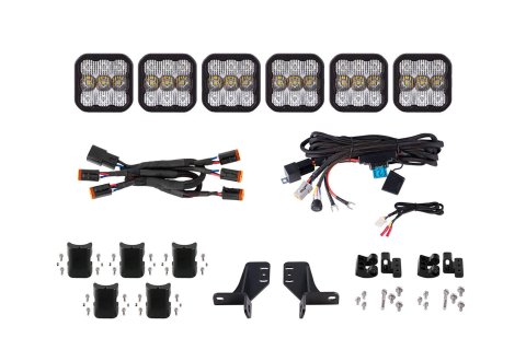 Diode Dynamics Bronco SS5 6-Pod CrossLink Grille Lightbar Kit Pro - White Combo