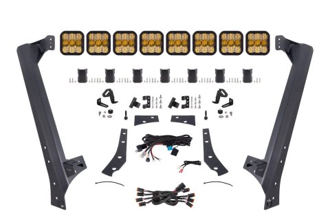 Diode Dynamics Jeep JK SS5 Pro CrossLink Windshield - Yellow Combo Lightbar Kit