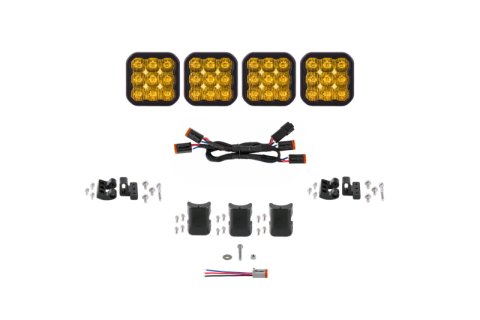 Diode Dynamics SS5 Pro Universal CrossLink 4-Pod Lightbar - Yellow Driving