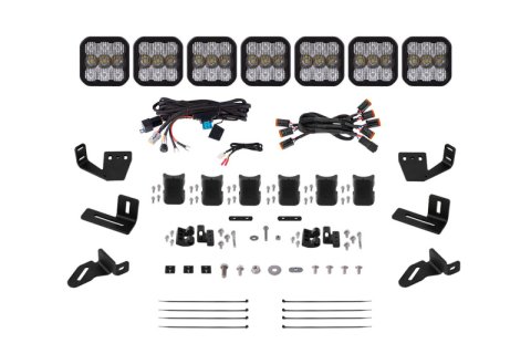 Diode Dynamics Prinsu/Sherpa Roof Racks- SS5 7-Pod CrossLink Mounting Kit - Pro White Combo