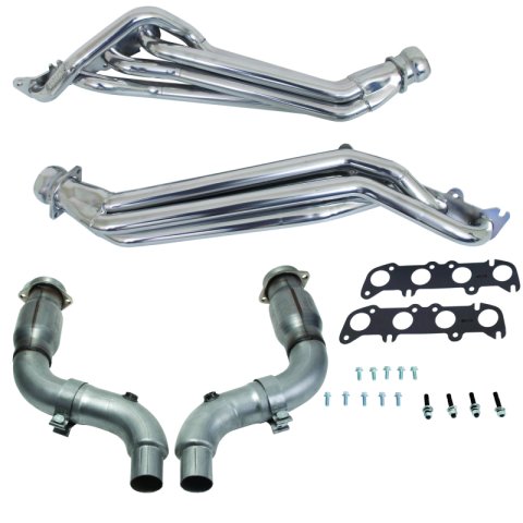 BBK 15-23 Ford Mustang GT 1-3/4 Long Tube Headers w/High Flow Catted Mid Pipe (Silver Ceramic)