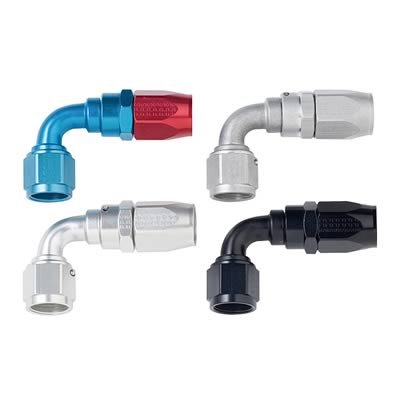 Fragola -8AN x 90 Degree Power Flow Hose End - Blue/Red