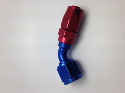 Fragola -16AN Fem x -12AN Hose 45 Degree Reducing Hose End - Blue/Red