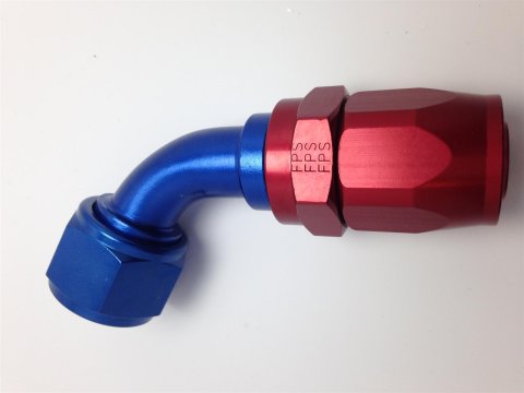 Fragola -8AN Fem x -6AN Hose 60 Degree Reducing Hose End - Blue/Red