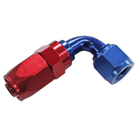Fragola -6AN Nut x -8AN Hose 90 Degree Expanding Hose End - Blue/Red