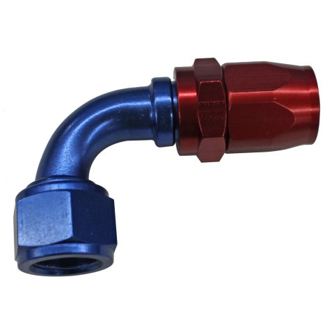 Fragola -10AN Nut x -12AN Hose 90 Degree Reducing Hose End - Blue/Red