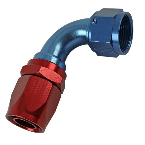 Fragola -16AN x 90 Degree Pro-Flow Hose End - Blue/Red