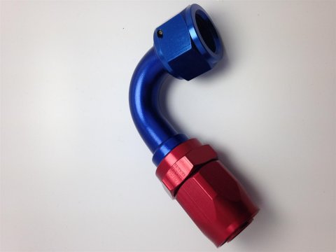 Fragola -6AN Nut x -8AN Hose 120 Degree Expanding Hose End - Blue/Red