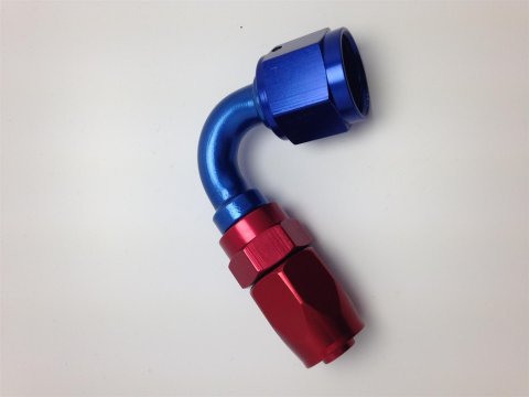 Fragola -16AN Fem x -12AN Hose 120 Degree Reducing Hose End - Blue/Red
