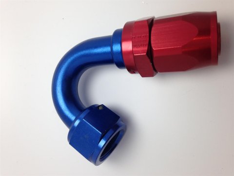 Fragola -6AN Nut x -8AN Hose 150 Degree Expanding Hose End - Blue/Red