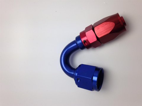 Fragola -8AN Fem x -6AN Hose 150 Degree Reducing Hose End - Blue/Red