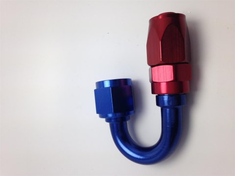 Fragola -10AN Fem x -8AN Hose 180 Degree Reducing Hose End - Blue/Red