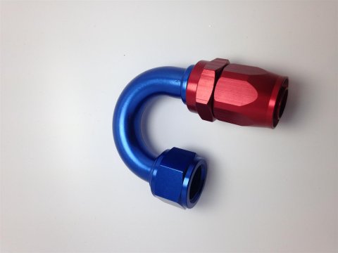 Fragola -12AN Fem x -16AN 180 Degree Expanding Hose End - Blue/Red