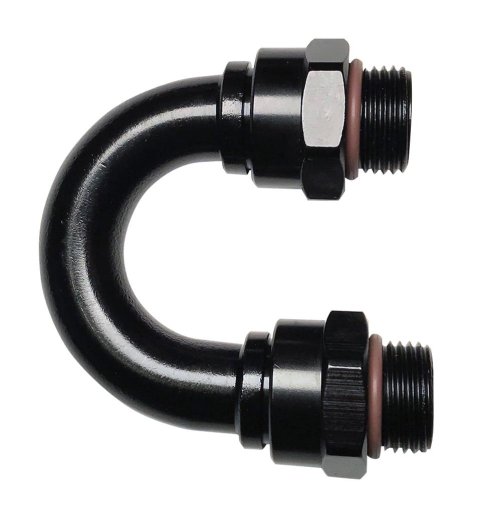Fragola -12AN (1 1/16-12) 180 Degree ORB Adapter Black
