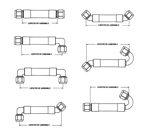 Fragola -8AN Ext Black PTFE Hose Assembly Straight x 45 Degree 96in
