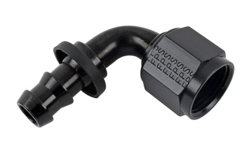 Fragola -10AN Nut x -8AN 90 Degree Push-Lite Hose End For Fuel Cell Conversion - Black
